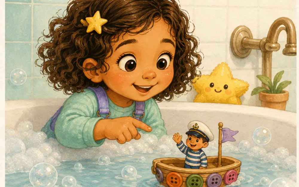 Bella in her magical illustrated story world